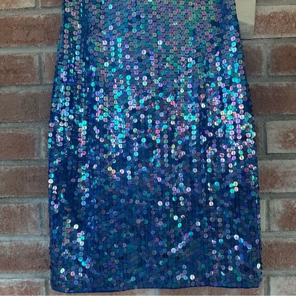 NWT Vintage 90s Niteline Della Roufogali Sequin Party Dress Blue Women’s 8 Eras - Picture 3 of 7